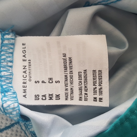 American Eagle Outfitters Men's Teal Palm Print Swim Board Shorts Size S - Picture 8 of 16